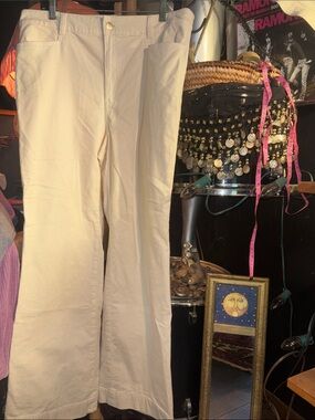 Talbots High-Waist Wide-Leg corduroy Cream Pants